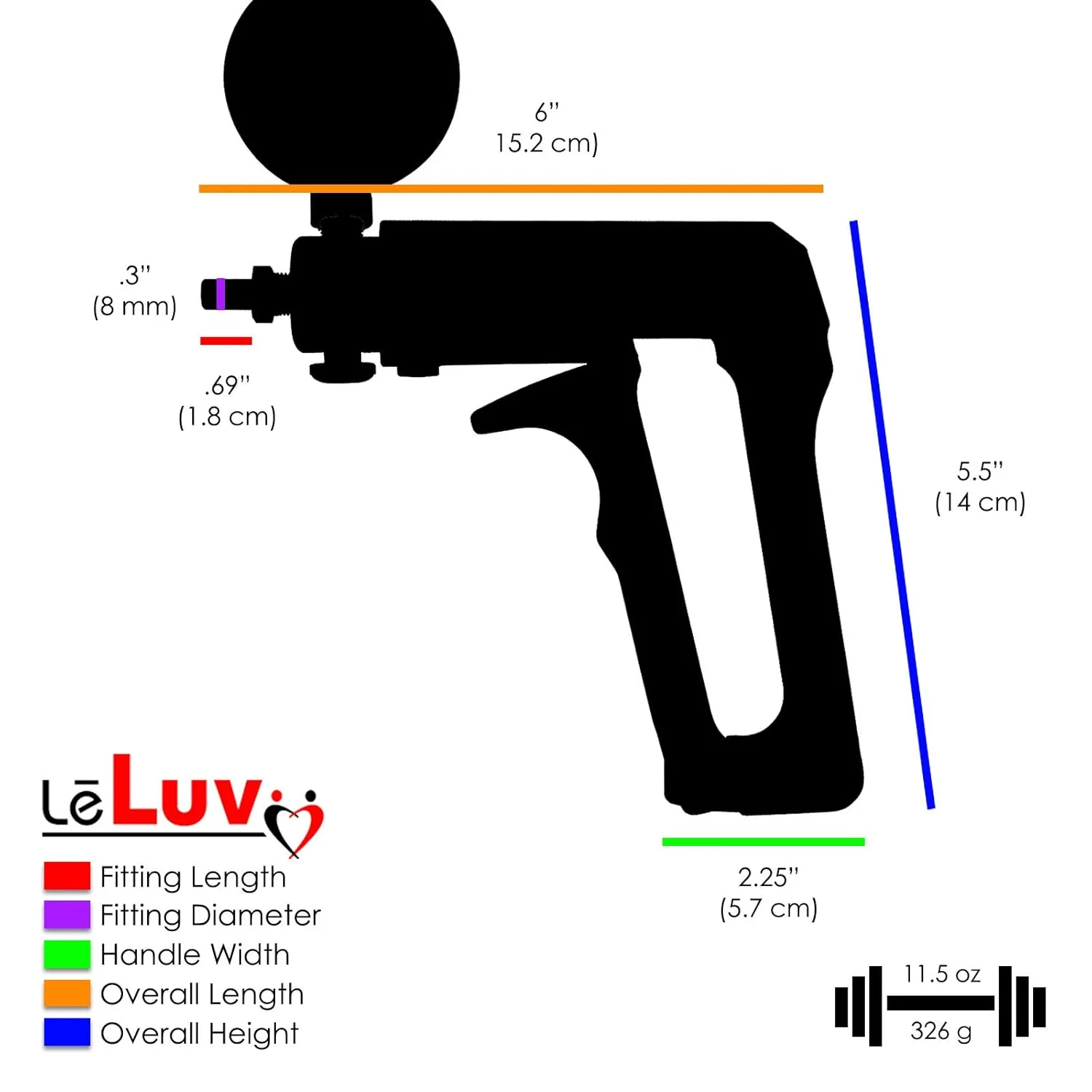 LeLuv Vacuum Pump Grey Maxi Ergonomic Handle with Installed Gauge and Release Valve - Bundle with Clear Hose and Fitting