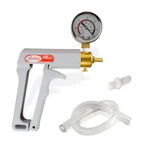 LeLuv Vacuum Pump Grey Maxi Ergonomic Handle with Installed Gauge and Release Valve - Bundle with Clear Hose and Fitting