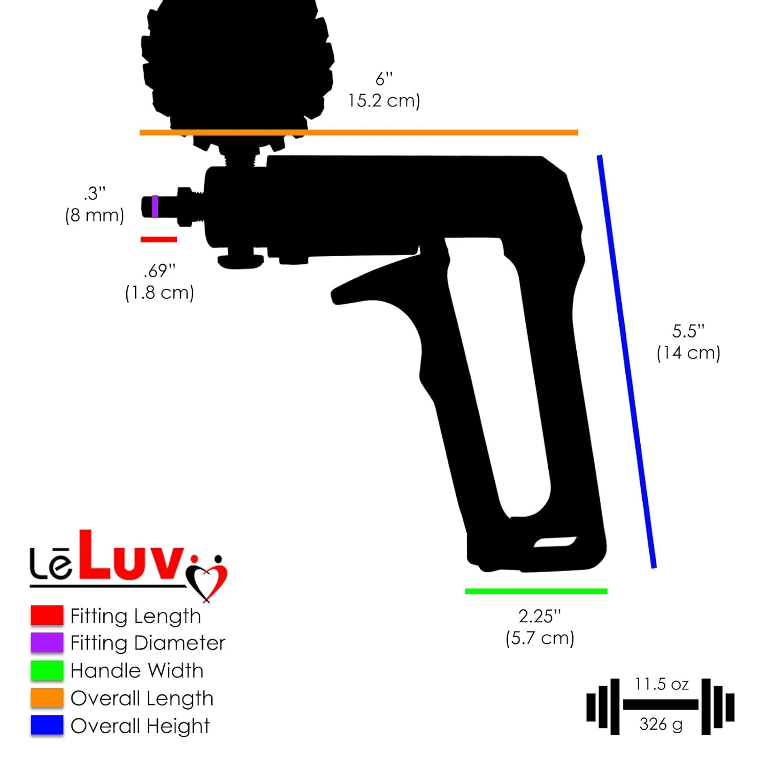 LeLuv Vacuum Pump Grey Maxi Ergonomic Handle with Rubber-Protected Gauge and Release Valve - Bundle with Clear Hose and Fitting