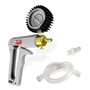 LeLuv Vacuum Pump Grey Maxi Ergonomic Handle with Rubber-Protected Gauge and Release Valve - Bundle with Clear Hose and Fitting