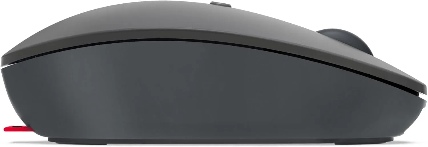 Lenovo Go Multi-Device Wireless Mouse, 2.4GHz Nano USB-C Receiver, Bluetooth, Adjustable DPI, USB-C Rechargeable Battery, Qi Wireless Charging, Ambidextrous, GY51C21211, Grey