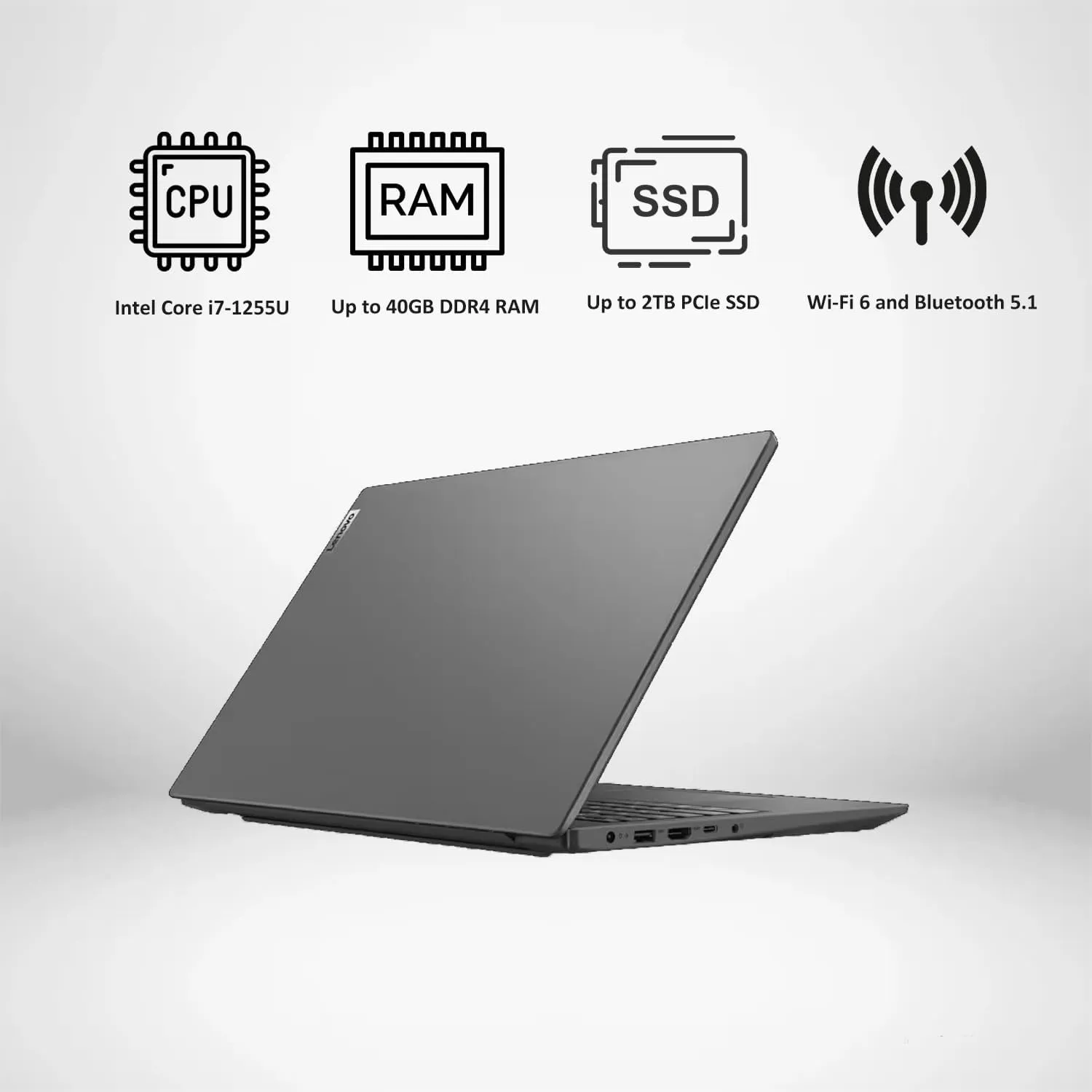 Lenovo V15 Gen 3 Business Laptop, 15.6" FHD Display, Intel Core i7-1255U, 40GB RAM, 1TB SSD, Wi-Fi 6, Bluetooth, HDMI, RJ-45, Webcam, Windows 11 Pro, Black