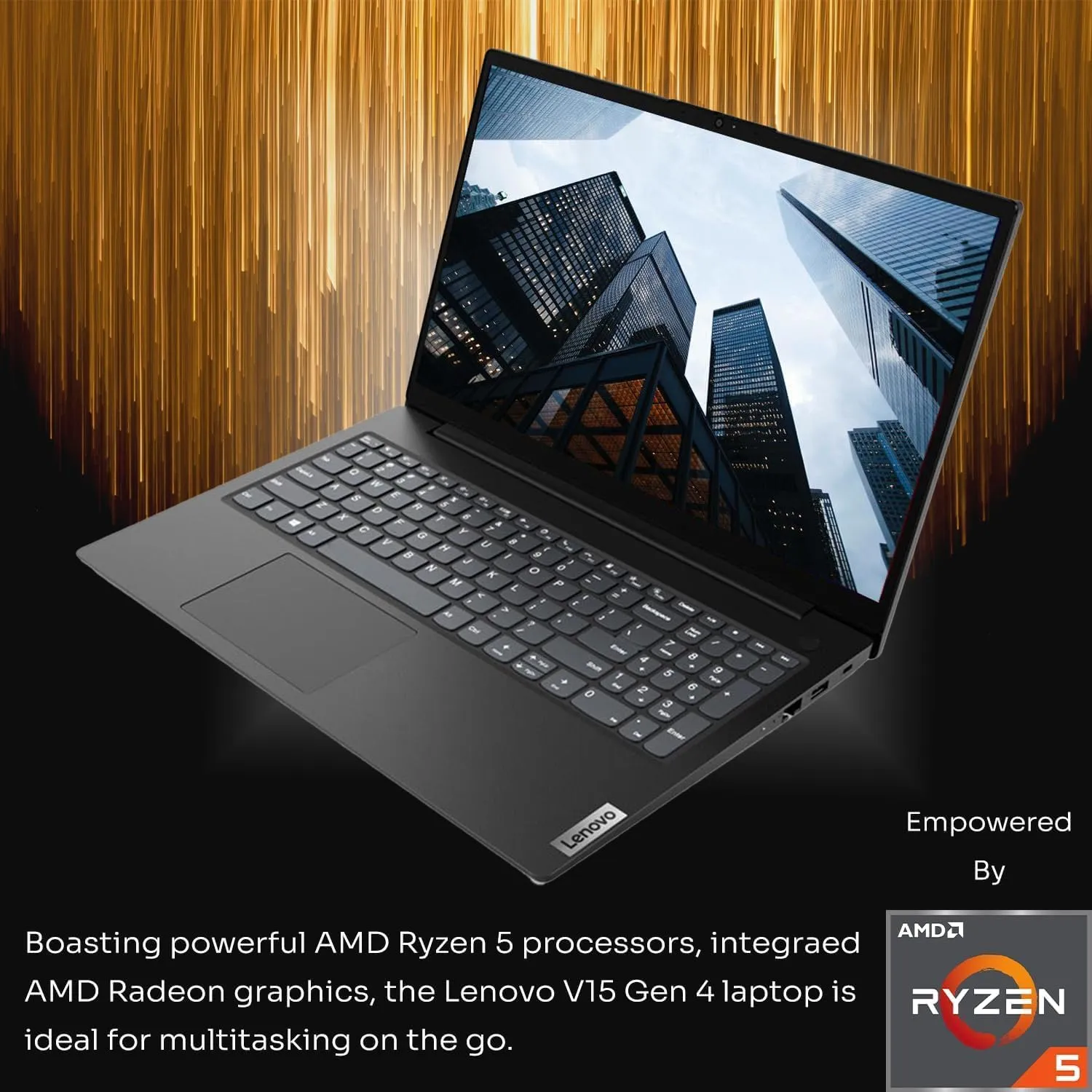 Lenovo V15 Gen 4 Business Laptop, 15.6" FHD Screen, AMD Ryzen 5 5500U, 16GB RAM, 1TB SSD, Webcam, RJ-45, Wi-Fi, Windows 11 Pro, Black, Additional 1 Yr ADP