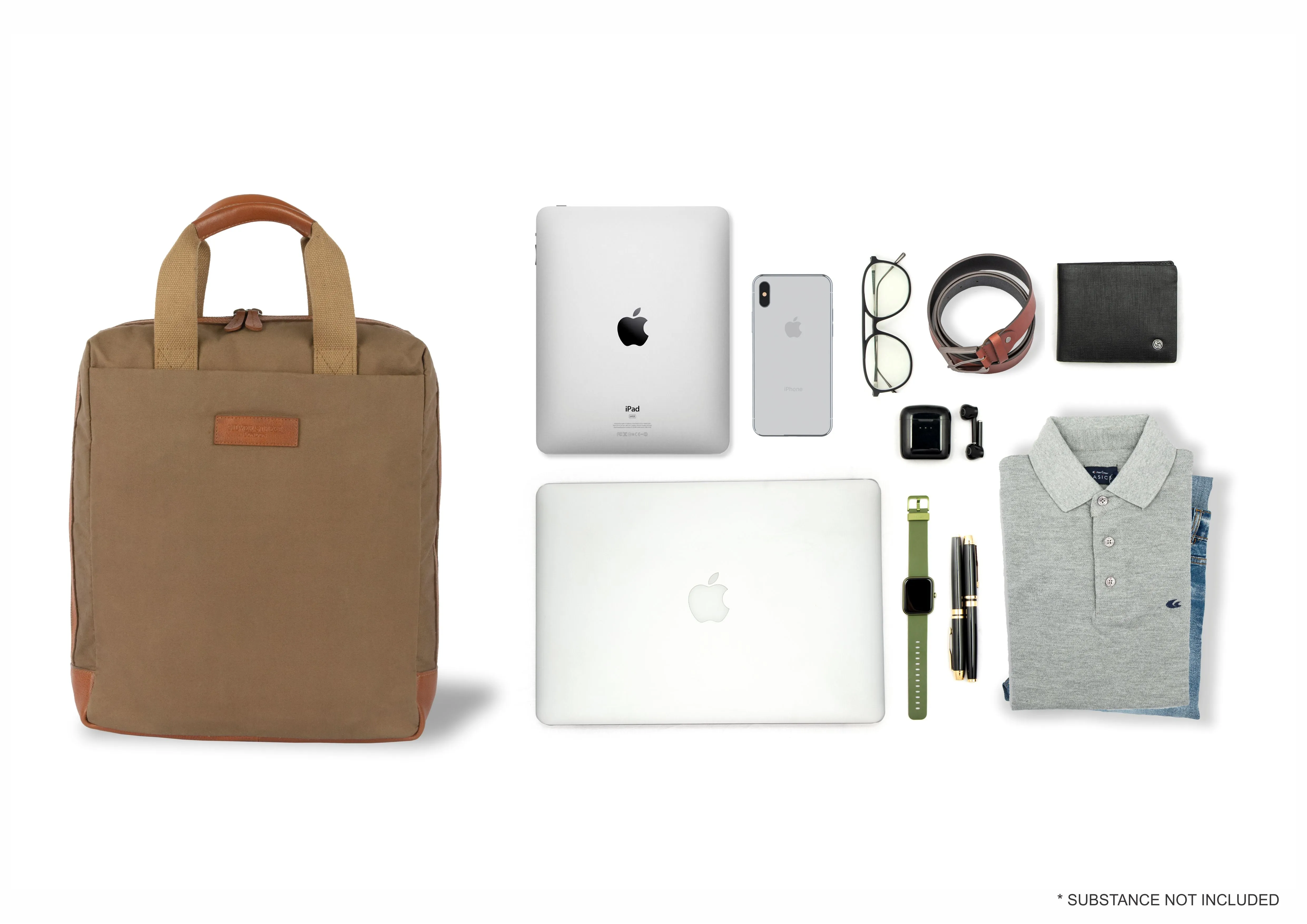 Lenzo Canvas Leather Backpacks - Tan