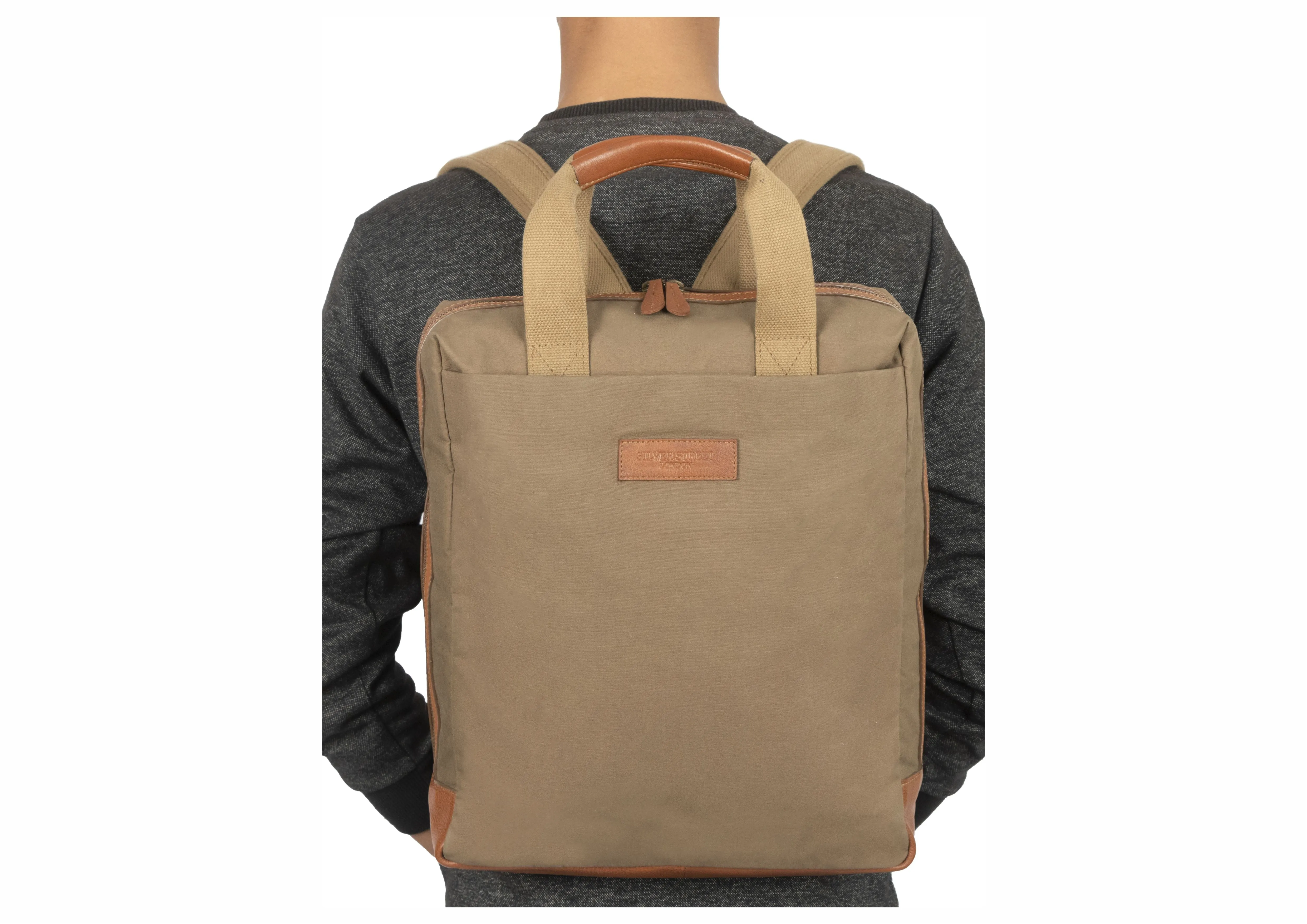 Lenzo Canvas Leather Backpacks - Tan
