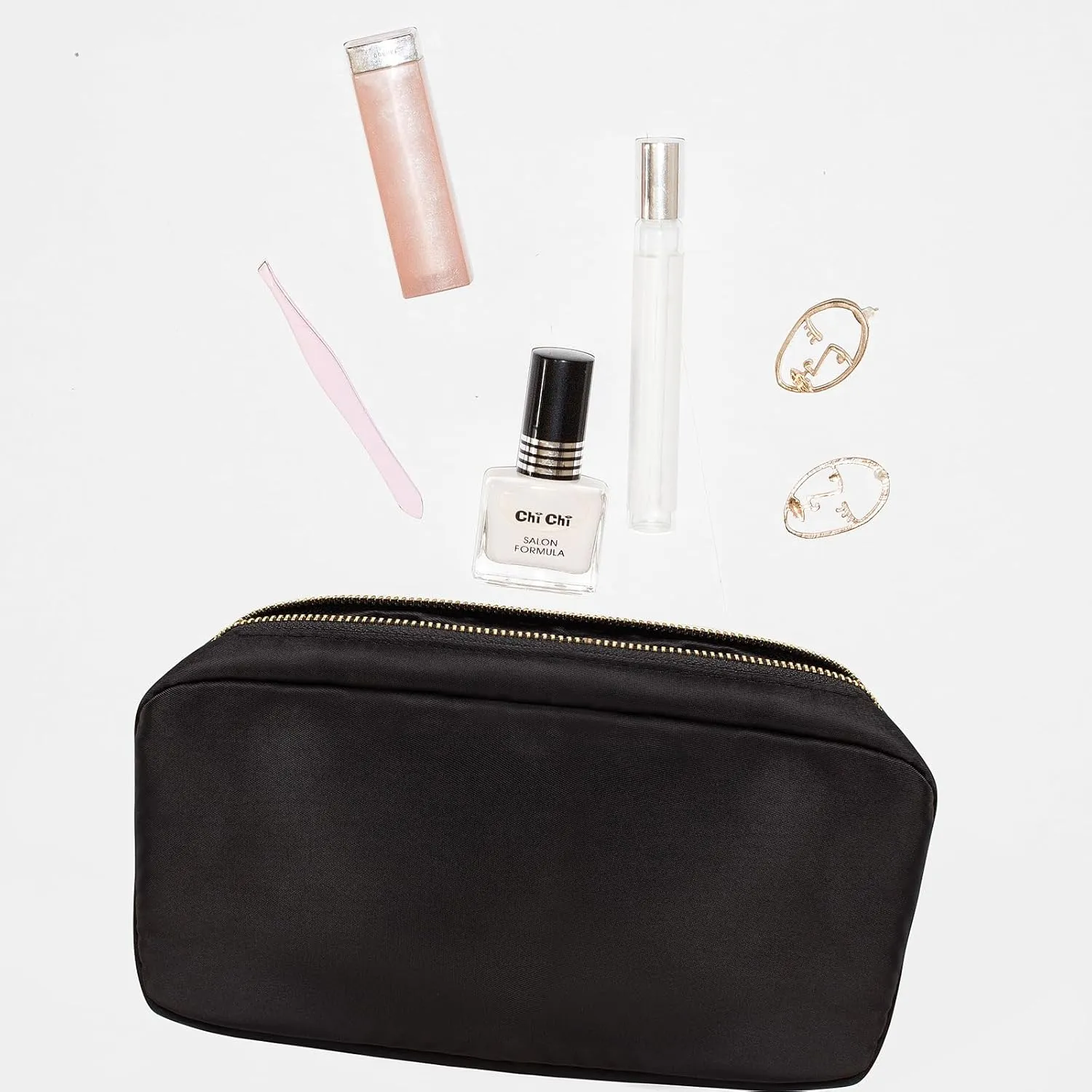 LETGO Small Makeup Bag for Purse,Nylon Small Cosmetic Bag Travel Size Toiletry Bags Travel Makeup Bag Coin Purse,Car Asscessories Bag Travel Essentials for Women Girls (Small-Black)