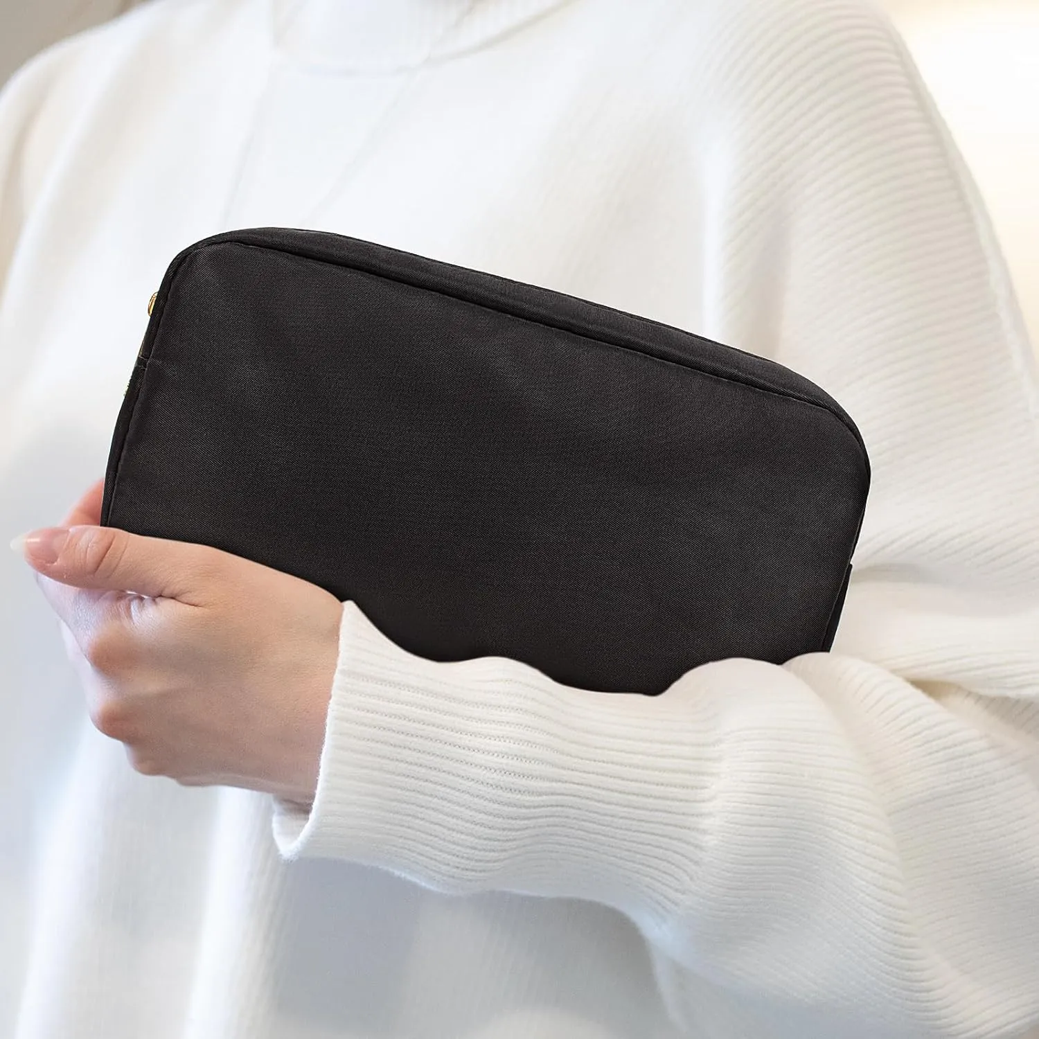 LETGO Small Makeup Bag for Purse,Nylon Small Cosmetic Bag Travel Size Toiletry Bags Travel Makeup Bag Coin Purse,Car Asscessories Bag Travel Essentials for Women Girls (Small-Black)