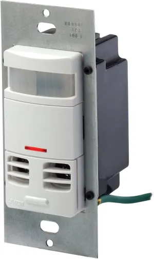 Leviton OSSMT-MDW Ultrasonic/Infrared, Multi-Technology Wall Switch Sensor, with Neutral wire, 2400 sq. ft. Major & 400 sq. ft. Minor Motion Coverage, White