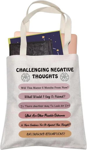 LEVLO CBT Therapy Mental Health Psychologist Teacher Gift Challenging Negative Thoughts Shopping Bag