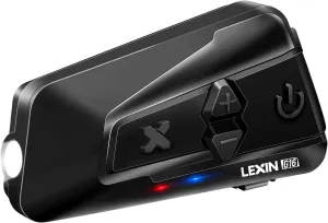 LEXIN G16 Motorcycle Bluetooth Headset with Headlamp/SOS Mode,16 Riders 2000m Helmet Bluetooth Communication System, Music Sharing/Universal Pairing, Fits for Snowmobile/ATV, 1 Pack