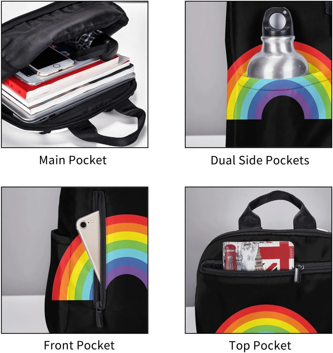LGBT Gay Pride Rainbow Travel Laptop Backpack Casual Backpacks Double Shoulder Daypack Notebook Rucksack Work Bags Sports Bag for Gym Hiking Camping Beach