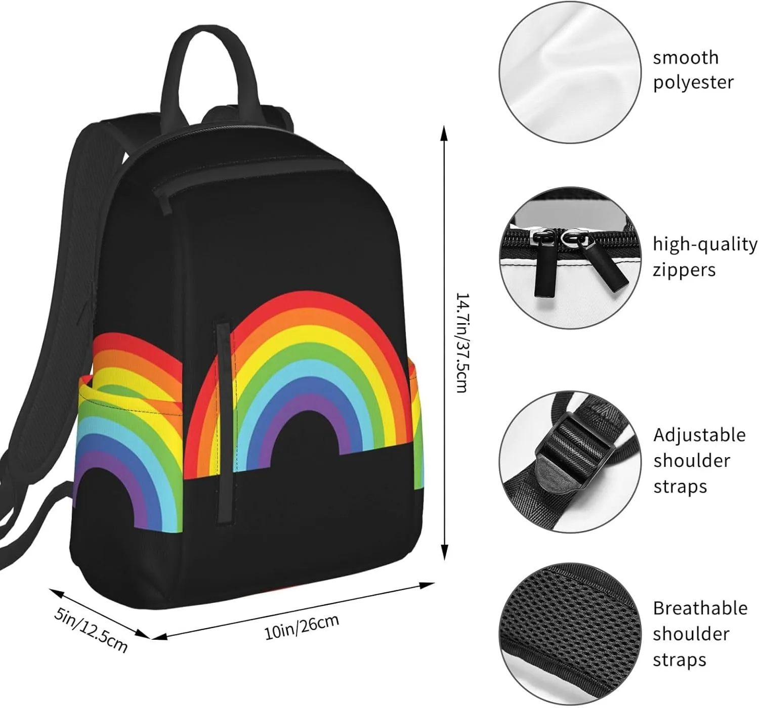 LGBT Gay Pride Rainbow Travel Laptop Backpack Casual Backpacks Double Shoulder Daypack Notebook Rucksack Work Bags Sports Bag for Gym Hiking Camping Beach