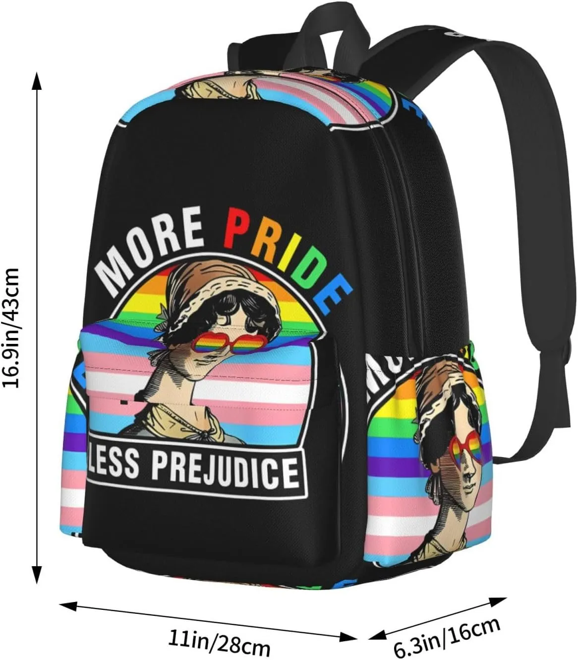Lgbt Pride Rainbow Gay More Pride Less Prejudice Laptop Backpack Shoulder Bag Laptop Pack Travel Backpacks Commuter Back Pack Casual Daypack Bags With Side Pockets