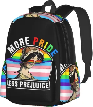 Lgbt Pride Rainbow Gay More Pride Less Prejudice Laptop Backpack Shoulder Bag Laptop Pack Travel Backpacks Commuter Back Pack Casual Daypack Bags With Side Pockets