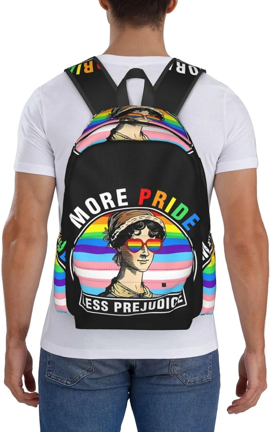 Lgbt Pride Rainbow Gay More Pride Less Prejudice Laptop Backpack Shoulder Bag Laptop Pack Travel Backpacks Commuter Back Pack Casual Daypack Bags With Side Pockets