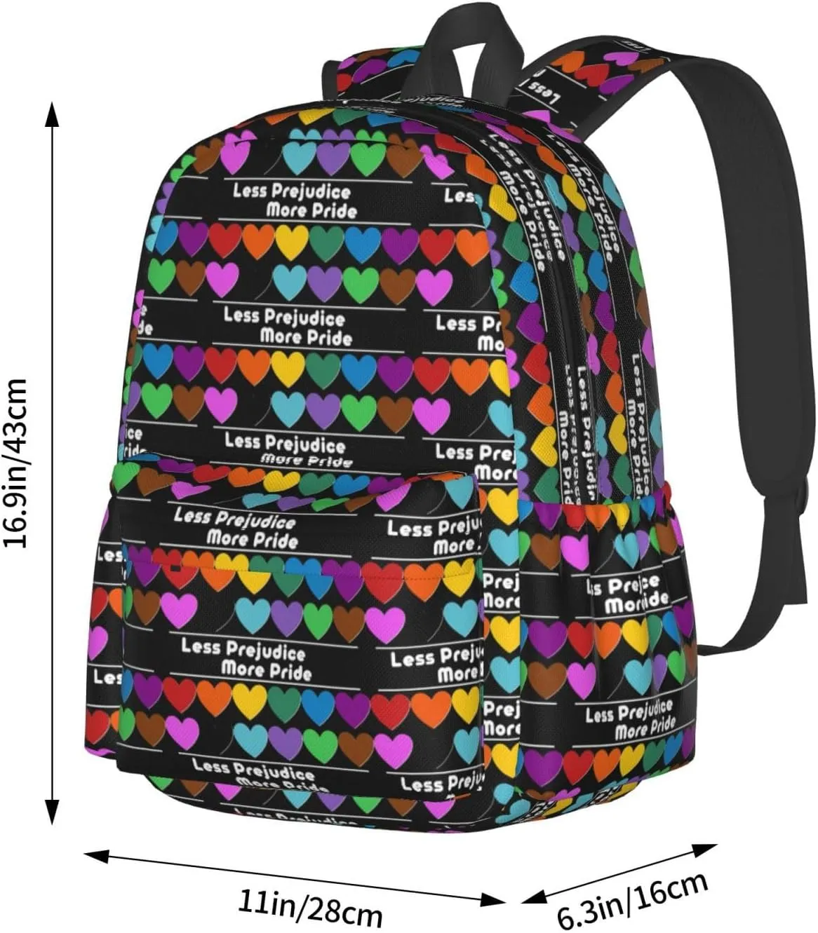 Lgbt Pride Rainbow Gay More Pride Less Prejudice Laptop Backpack Shoulder Bag Laptop Pack Travel Backpacks Commuter Back Pack Casual Daypack Bags With Side Pockets