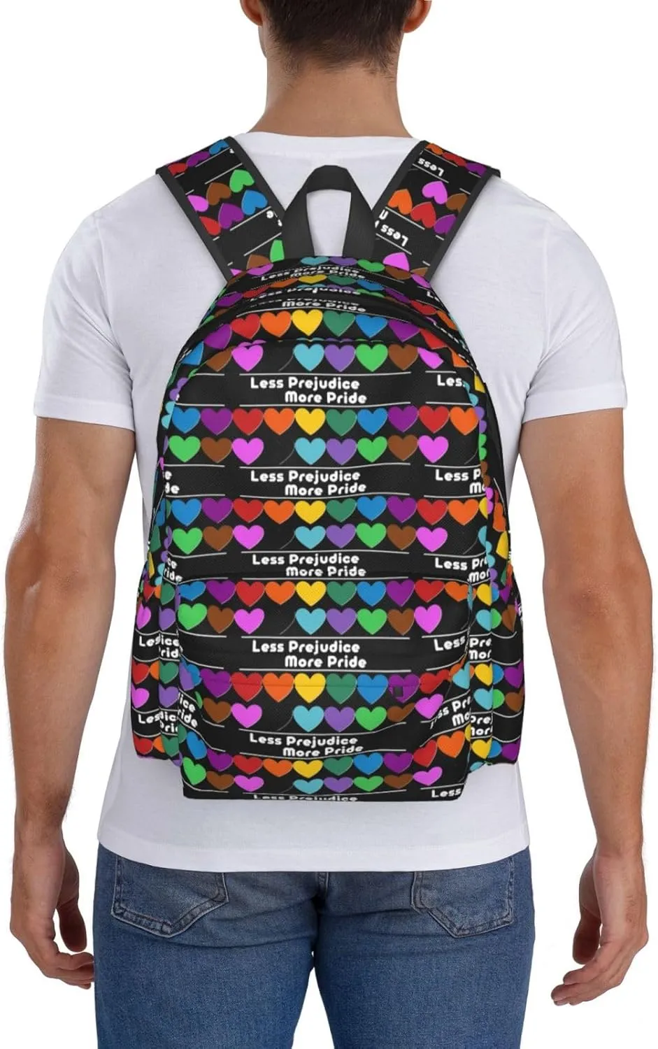 Lgbt Pride Rainbow Gay More Pride Less Prejudice Laptop Backpack Shoulder Bag Laptop Pack Travel Backpacks Commuter Back Pack Casual Daypack Bags With Side Pockets