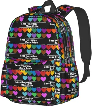 Lgbt Pride Rainbow Gay More Pride Less Prejudice Laptop Backpack Shoulder Bag Laptop Pack Travel Backpacks Commuter Back Pack Casual Daypack Bags With Side Pockets