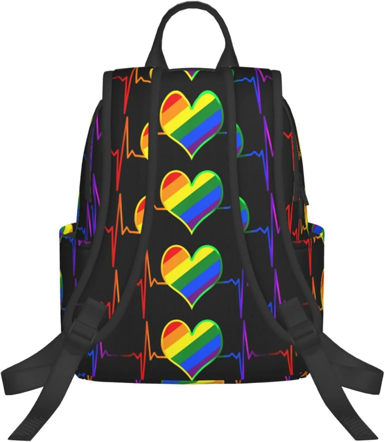 LGBT Rainbow Gay Pride Heart Beat Pulse Travel Laptop Backpack Casual Backpacks Double Shoulder Daypack Notebook Rucksack Work Bags Sports Bag for Hiking Camping Beach
