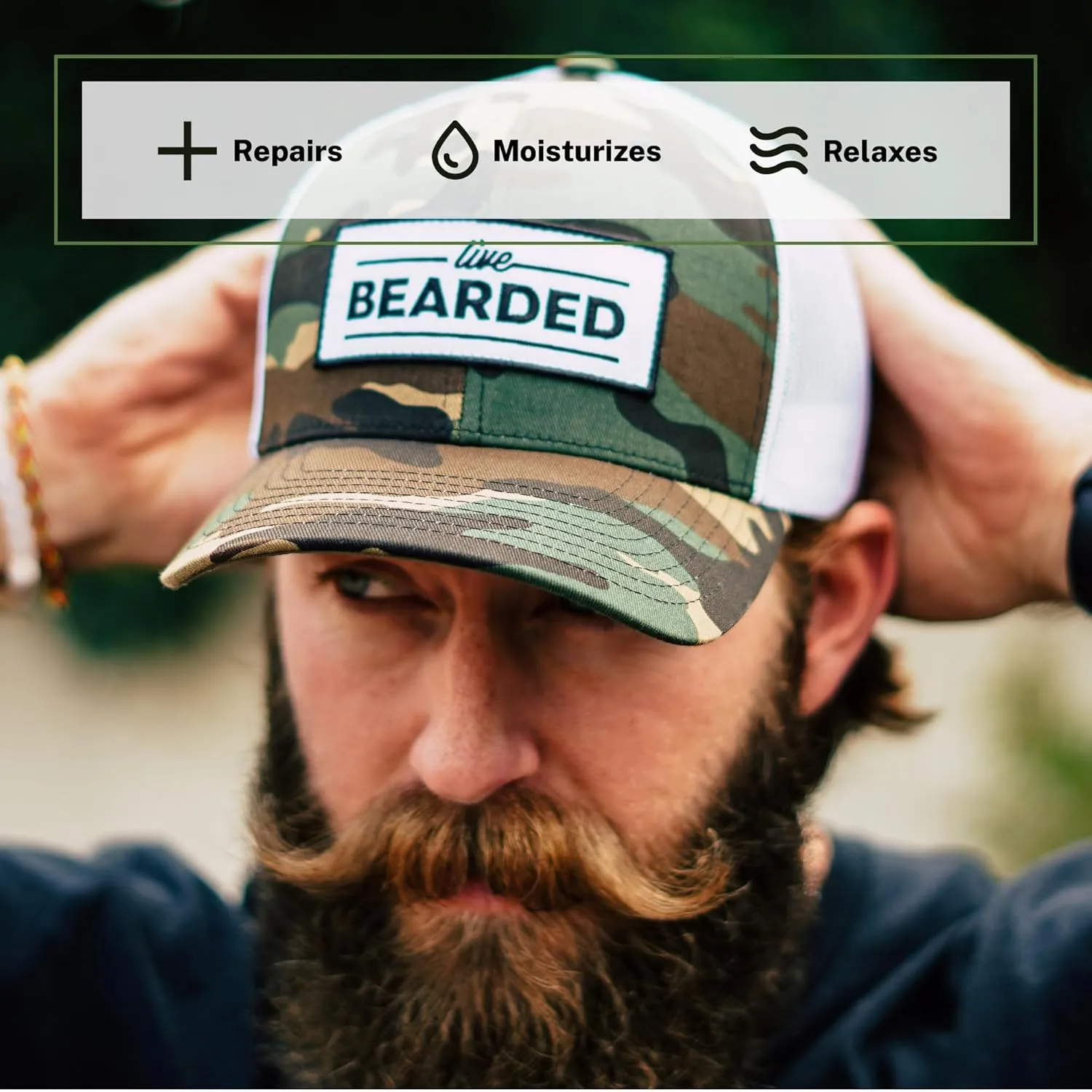 Live Bearded Beard Oil, 1 fl oz - Premium All-Natural Jojoba - Made in the USA - Hair and Skin Care for Men with Dry, Flaky Patches | Executive Scent - Cedar, Vanilla