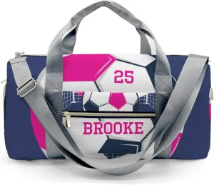 Live Love Soccer Pink Personalized Travel Duffel Bag Custom Foldable Waterproof Overnight Bag for Gym Sport Ball Bags Travel Assistant