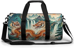 Longhu Mountain Waterfall, China Gym Bag for Men Women Water Resistant Duffle Bag Travel Lightweight Bag for Travel Sports