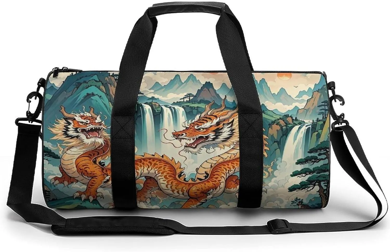 Longhu Mountain Waterfall, China Gym Bag for Men Women Water Resistant Duffle Bag Travel Lightweight Bag for Travel Sports
