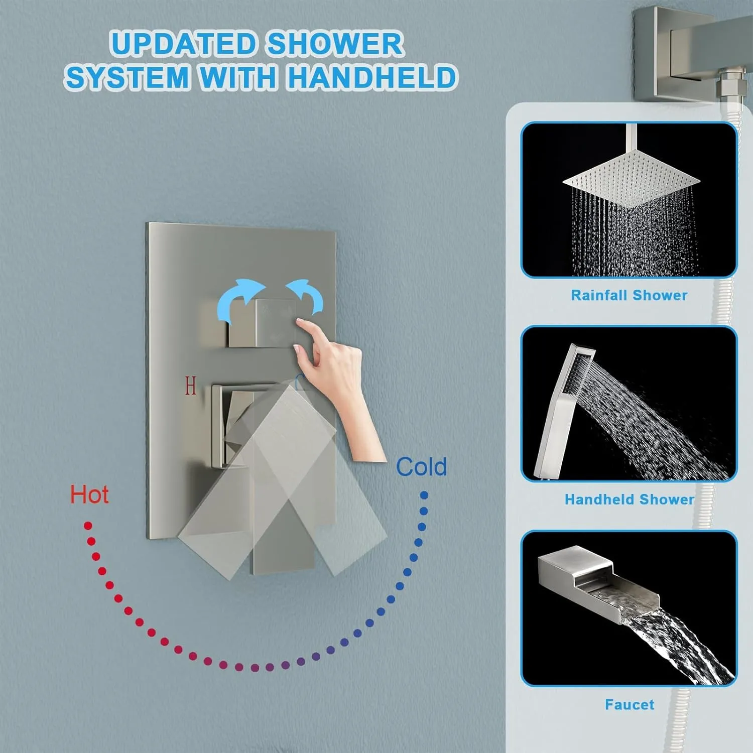 Lordear Rain Shower System 16 Inch Ceiling Mounted Shower Faucet Set,Stainless Steel Shower Head with Handle Set and Brass Valve Brushed Nickel 16" Shower Head Combo Ceiling Mounted