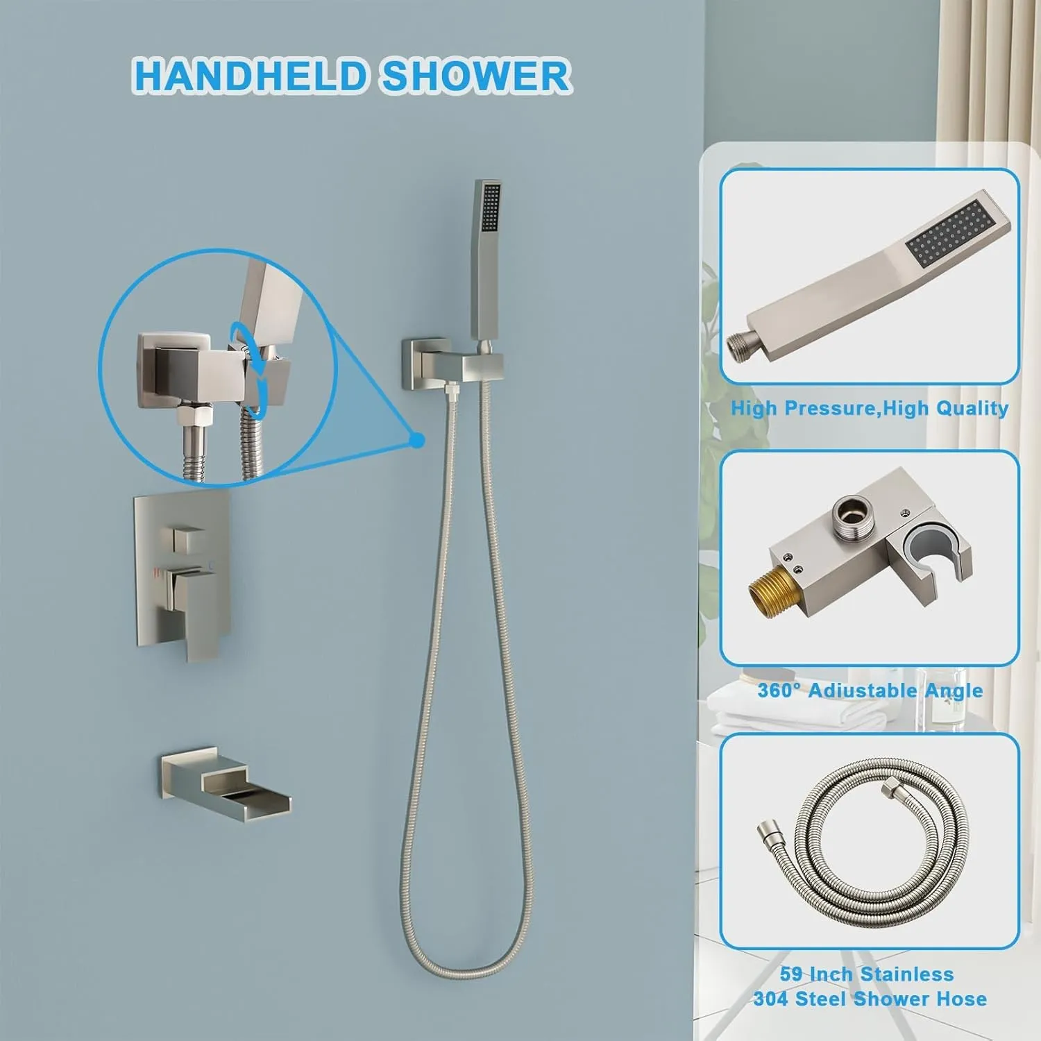 Lordear Rain Shower System 16 Inch Ceiling Mounted Shower Faucet Set,Stainless Steel Shower Head with Handle Set and Brass Valve Brushed Nickel 16" Shower Head Combo Ceiling Mounted