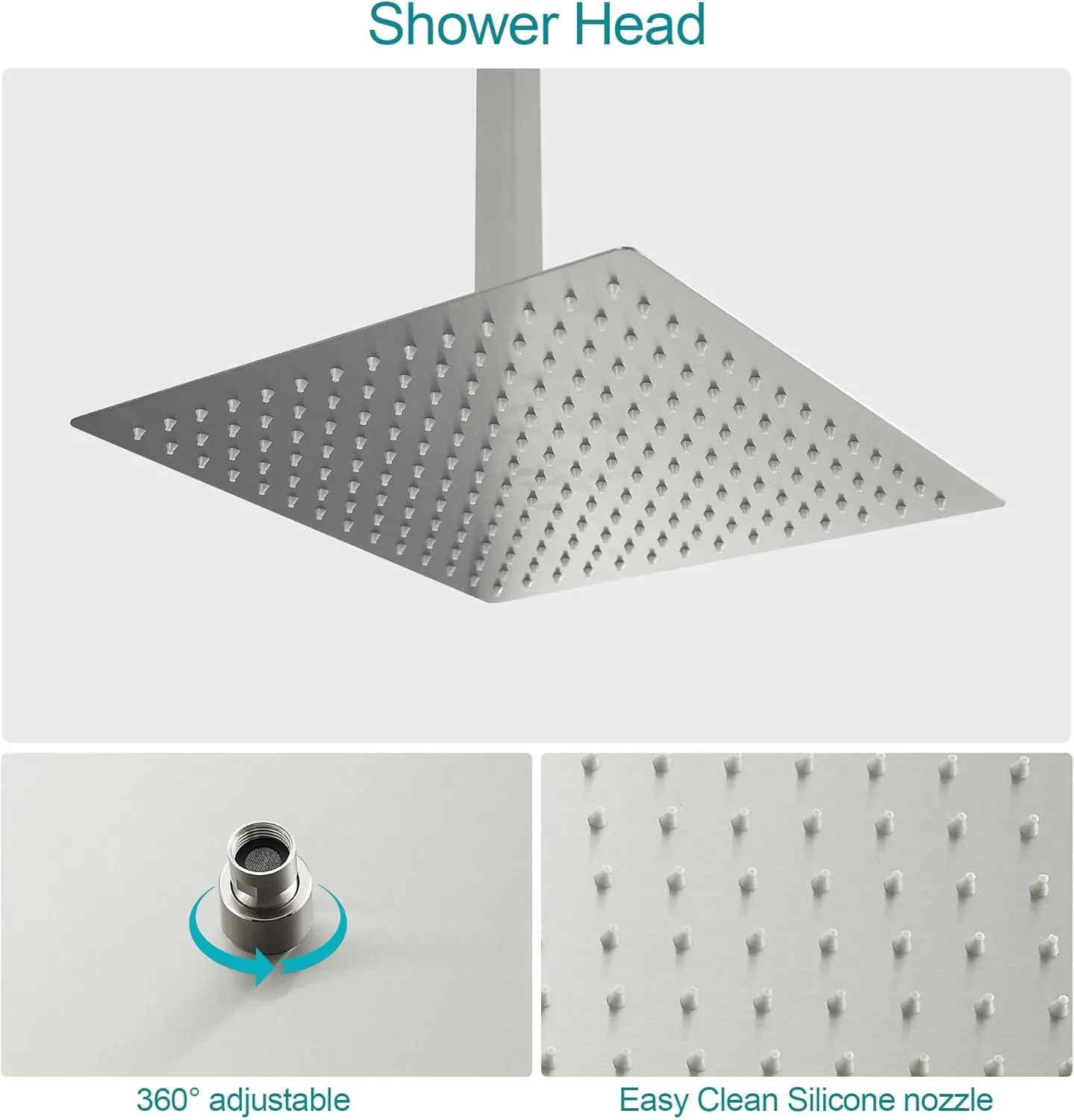 Lordear Rain Shower System 16 Inch Ceiling Mounted Shower Faucet Set,Stainless Steel Shower Head with Handle Set and Brass Valve Brushed Nickel 16" Shower Head Combo Ceiling Mounted