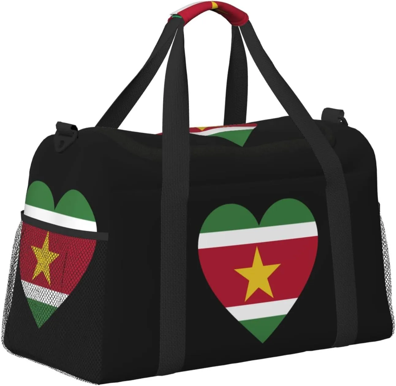 Love Suriname Flag Travel Duffel Bag Large Foldable Waterproof Overnight Bag For Beach Swim Bags Pool Sports Gym