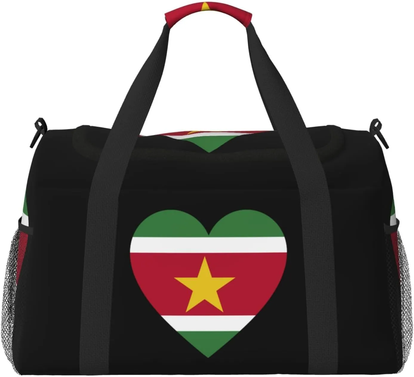 Love Suriname Flag Travel Duffel Bag Large Foldable Waterproof Overnight Bag For Beach Swim Bags Pool Sports Gym
