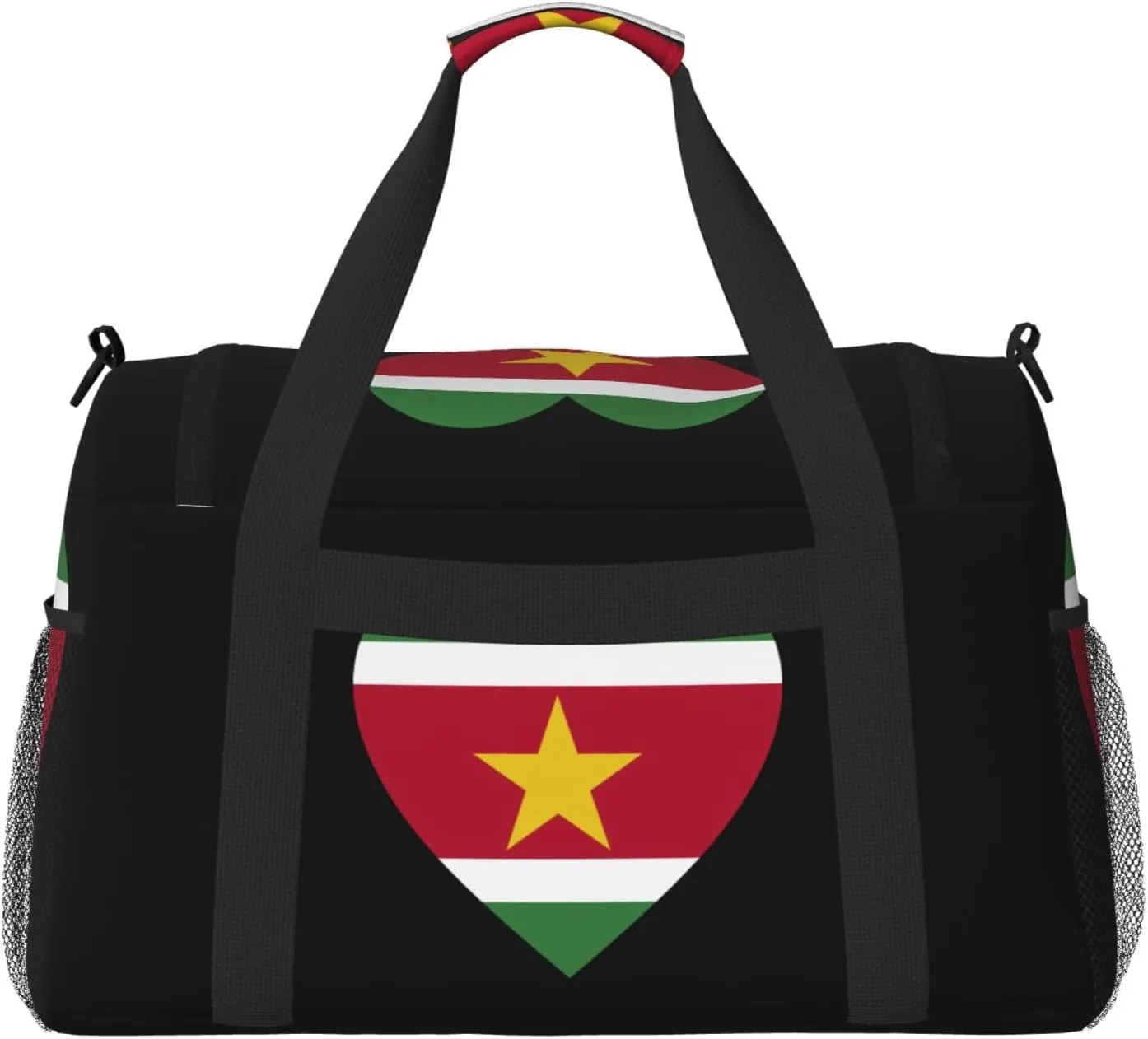 Love Suriname Flag Travel Duffel Bag Large Foldable Waterproof Overnight Bag For Beach Swim Bags Pool Sports Gym