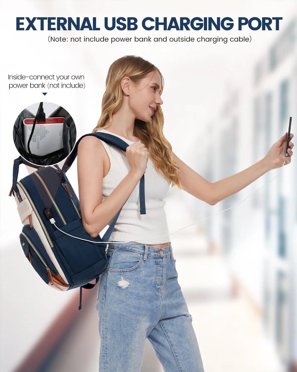 LOVEVOOK Backpack for Women,Laptop Backpack Women,Fits 17 Inch Laptop Bag,School Backpacks,Fashion Travel Work Anti-theft Bag,Waterproof Business Computer College Backpack Purse,Blue-green-Beige white