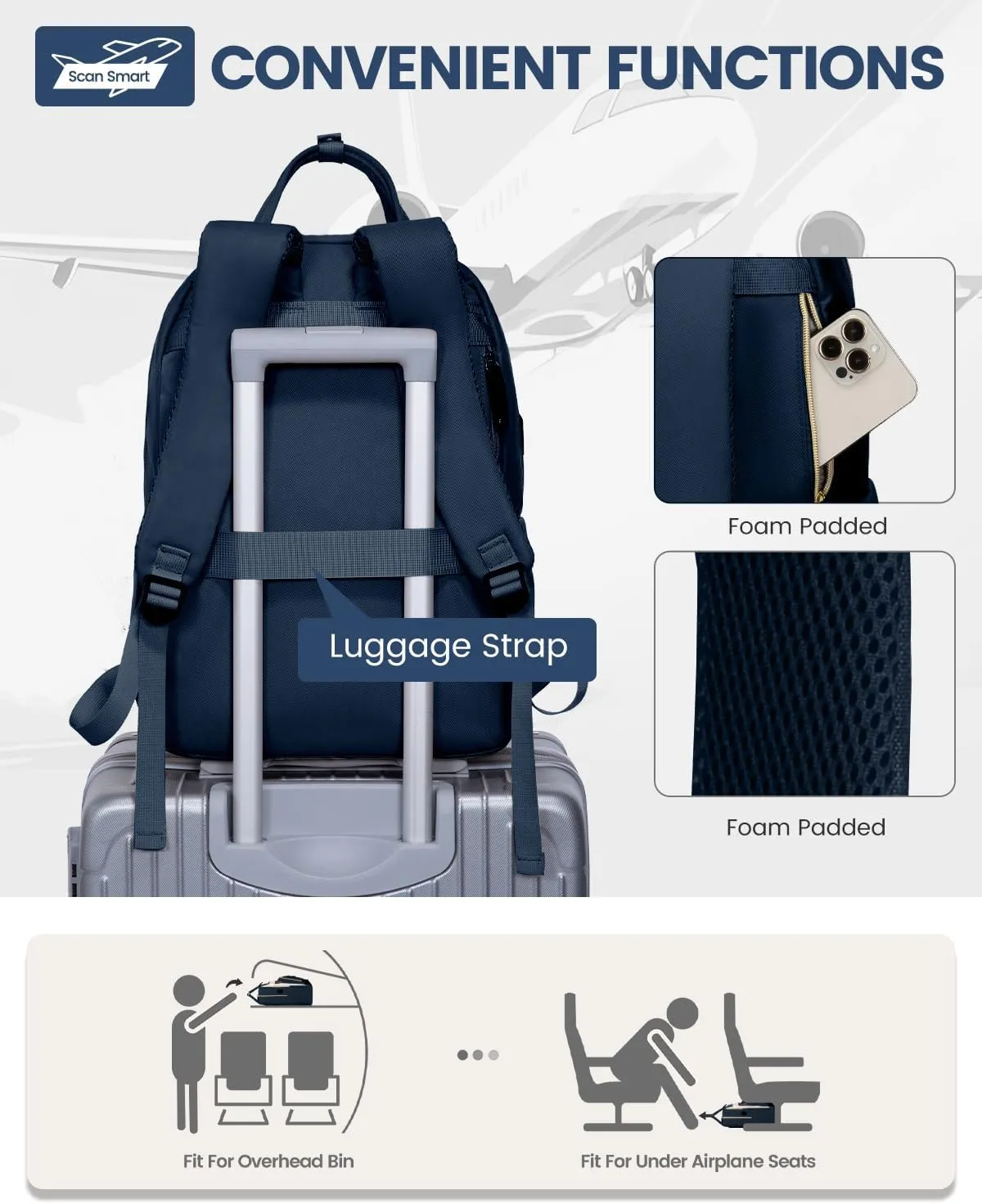LOVEVOOK Backpack for Women,Laptop Backpack Women,Fits 17 Inch Laptop Bag,School Backpacks,Fashion Travel Work Anti-theft Bag,Waterproof Business Computer College Backpack Purse,Blue-green-Beige white