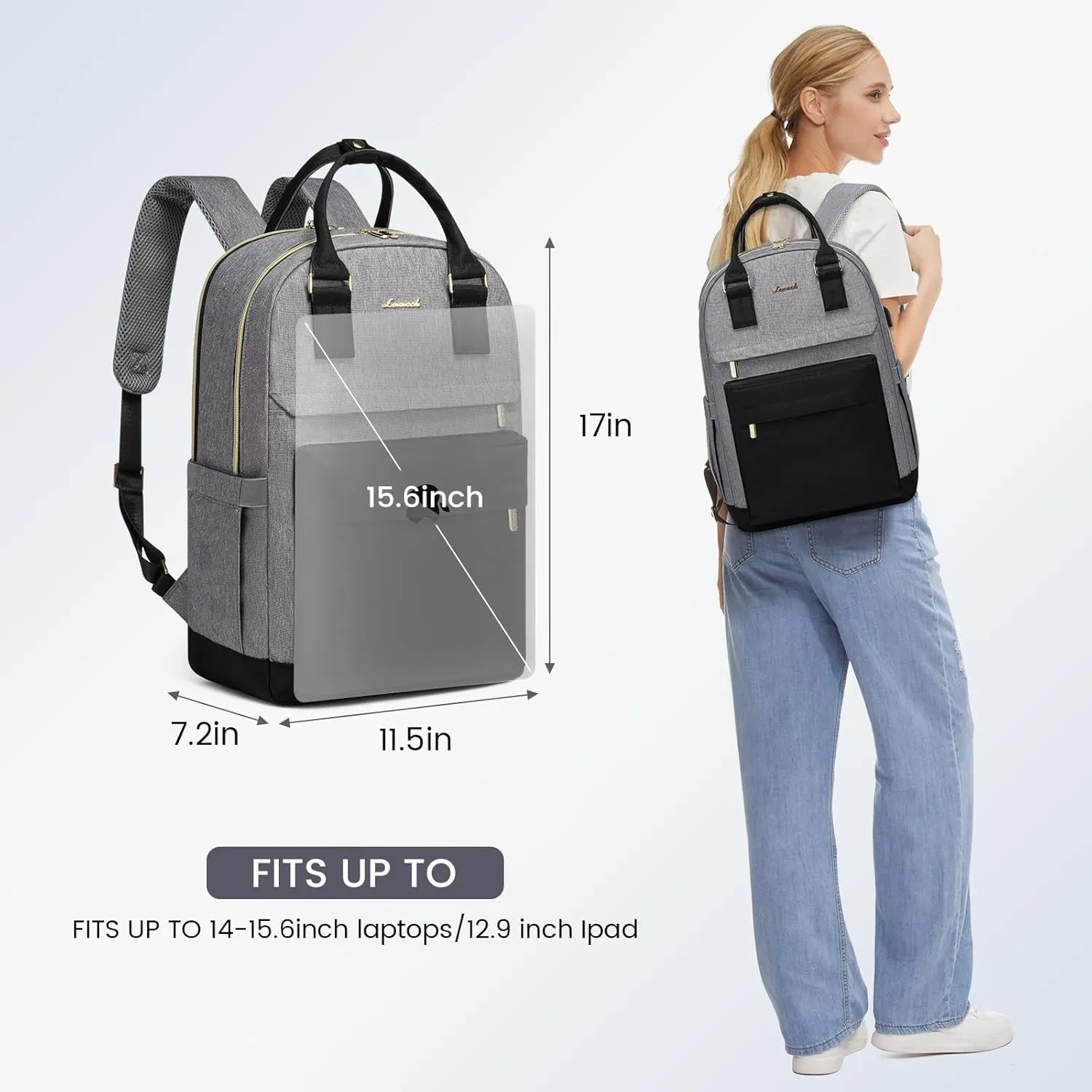 LOVEVOOK Laptop Backpack for Women 15.6 Inch,Cute Backpack Laptop Bag with USB Port,Waterproof Travel Backpack Purse Teacher Nurse Bag Fashion Computer Bag for Work