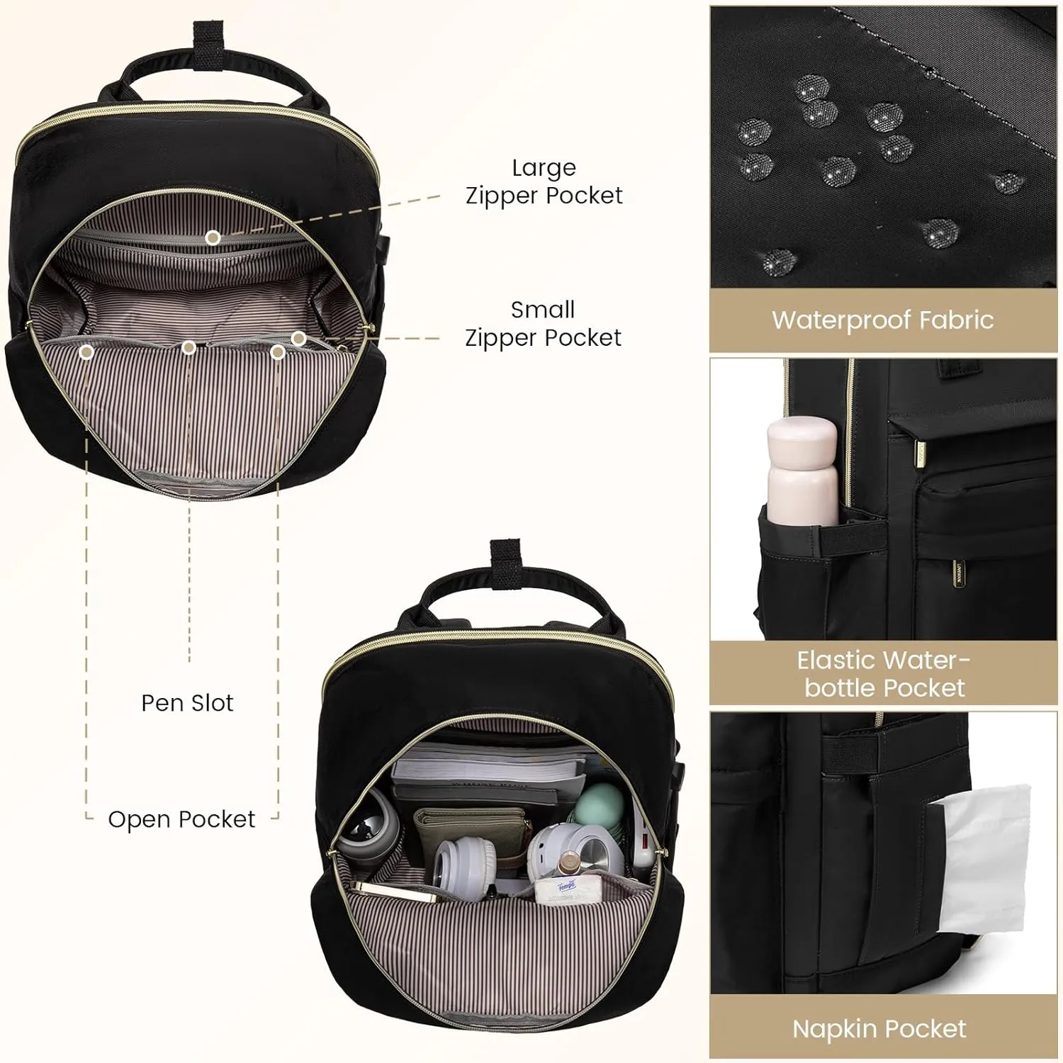 LOVEVOOK Laptop Backpack for Women 15.6 Inch,Cute Backpack Laptop Bag with USB Port,Waterproof Travel Backpack Purse Teacher Nurse Bag Fashion Computer Bag for Work