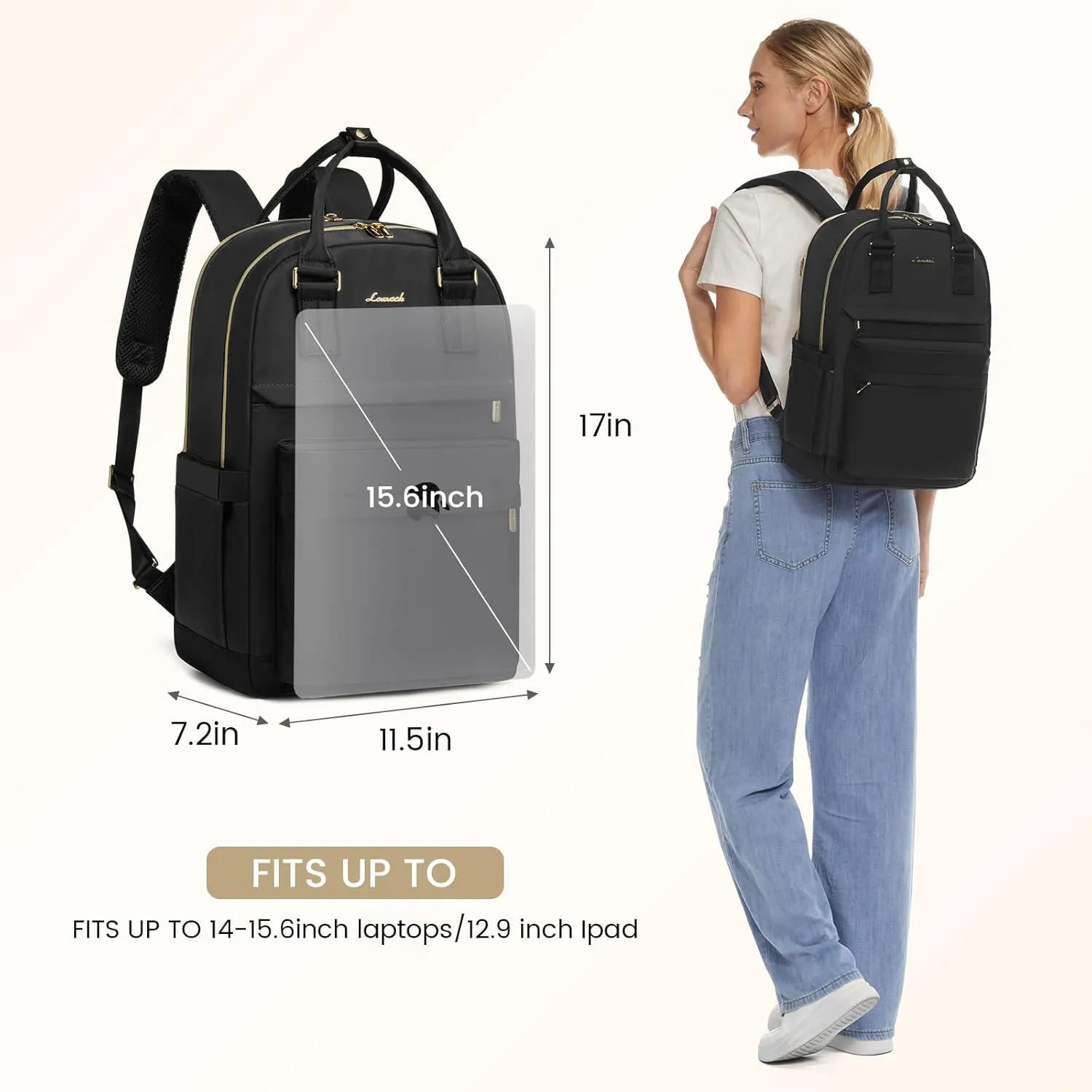 LOVEVOOK Laptop Backpack for Women 15.6 Inch,Cute Backpack Laptop Bag with USB Port,Waterproof Travel Backpack Purse Teacher Nurse Bag Fashion Computer Bag for Work