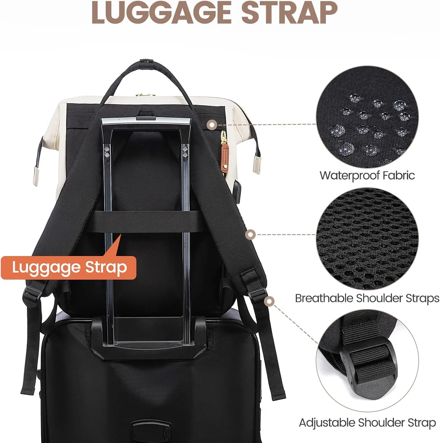 LOVEVOOK Laptop Backpack for Women, 18 Inch Work Business Backpacks Purse, Large Capacity Educators Nurse Bag Backbag, Waterproof Casual Daypack for Travel