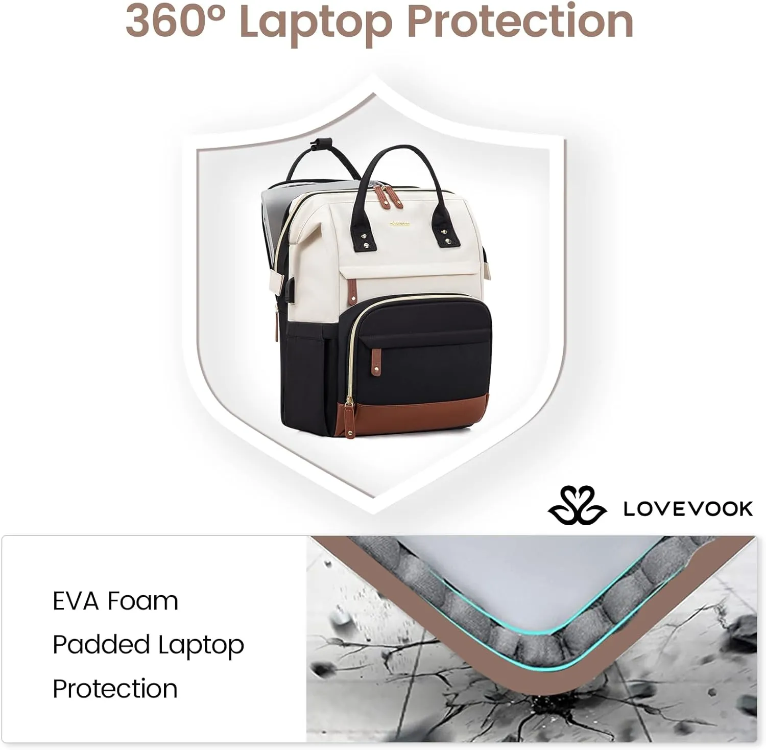 LOVEVOOK Laptop Backpack for Women, 18 Inch Work Business Backpacks Purse, Large Capacity Educators Nurse Bag Backbag, Waterproof Casual Daypack for Travel