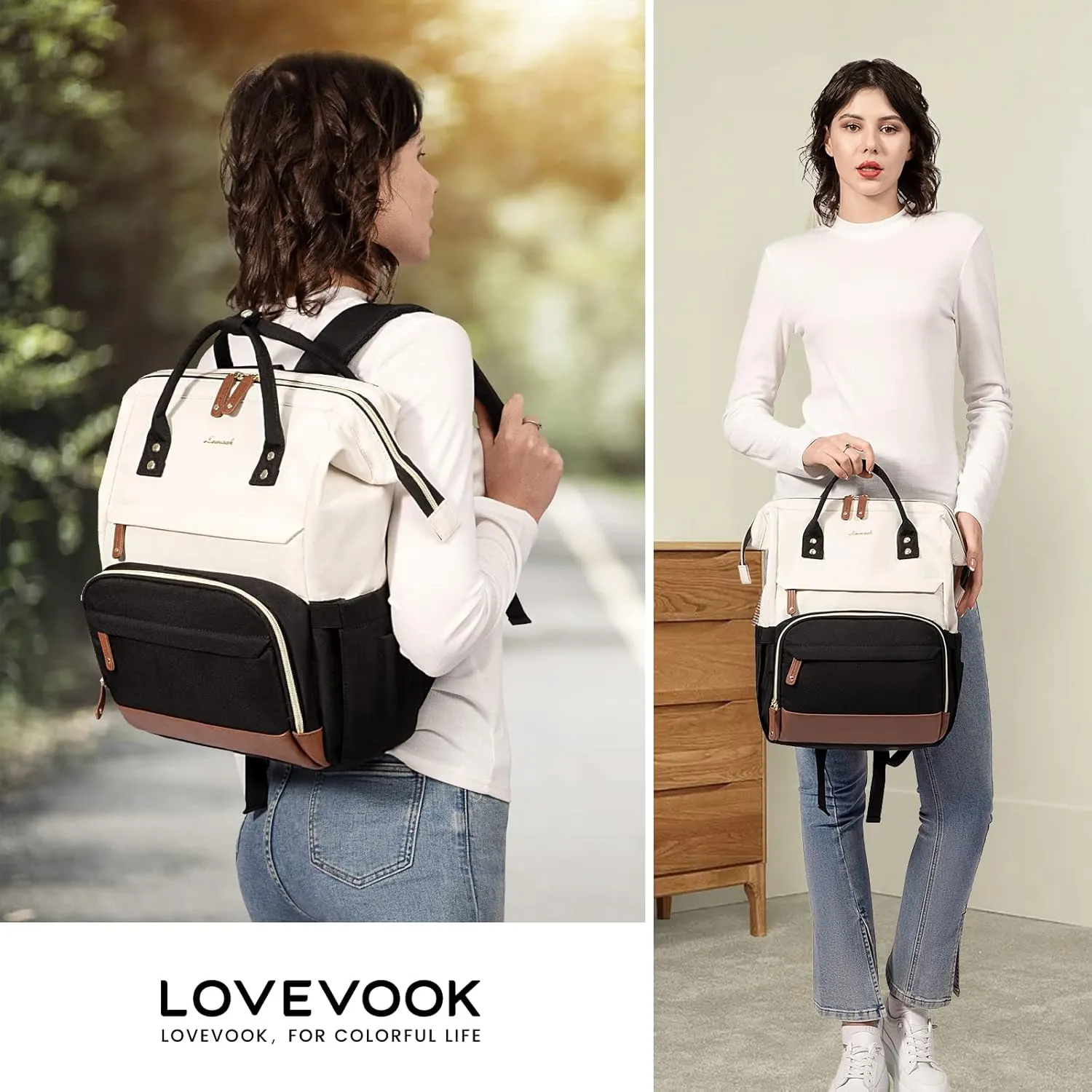 LOVEVOOK Laptop Backpack for Women, 18 Inch Work Business Backpacks Purse, Large Capacity Educators Nurse Bag Backbag, Waterproof Casual Daypack for Travel