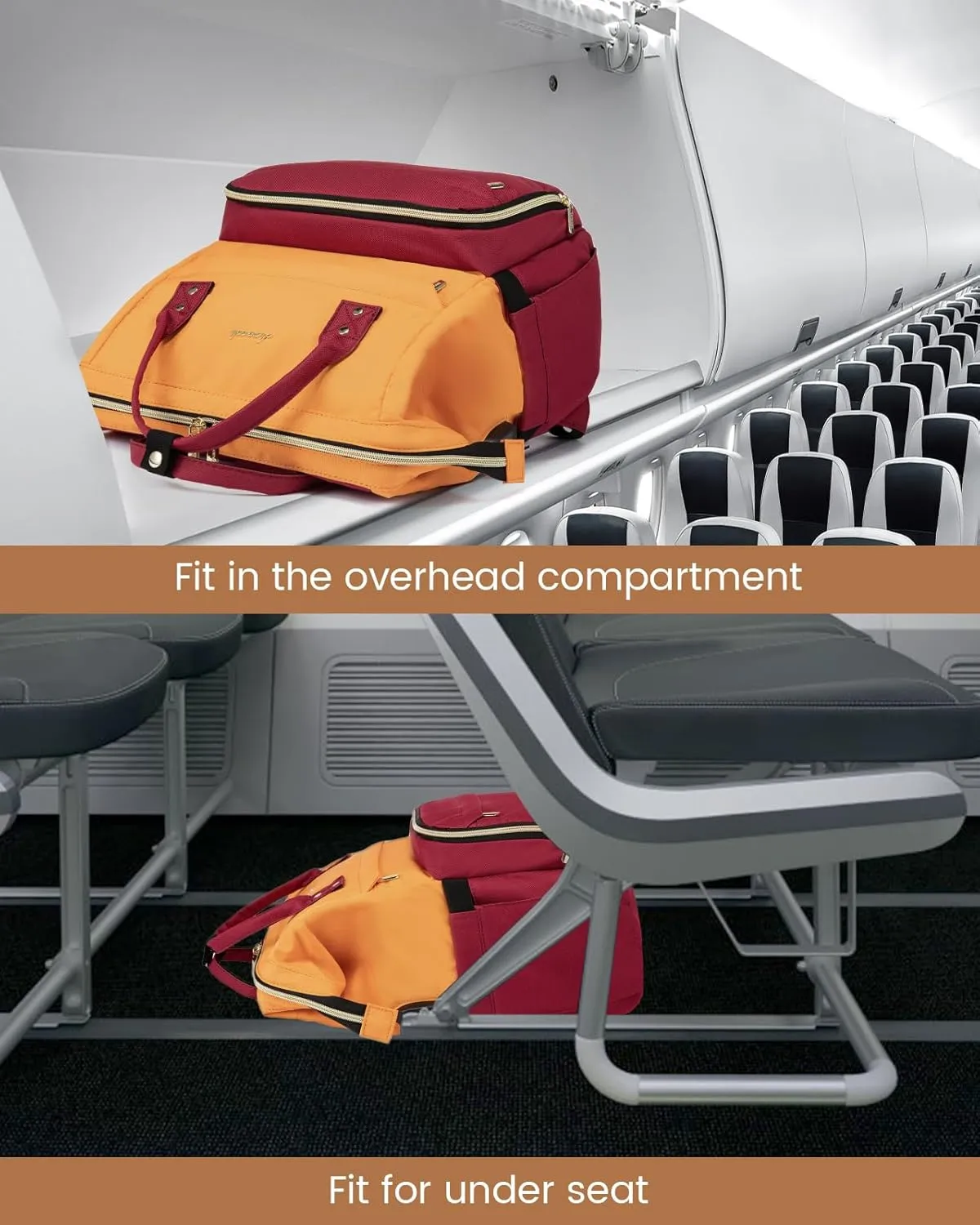 LOVEVOOK Laptop Backpack for Women, Fashion Work Computer Backpacks Purse, Travel Bags Doctor Nurse Backpack with USB Port, Carry on Backpack fits 15.6-Inch Laptop, Orange-Wine Red