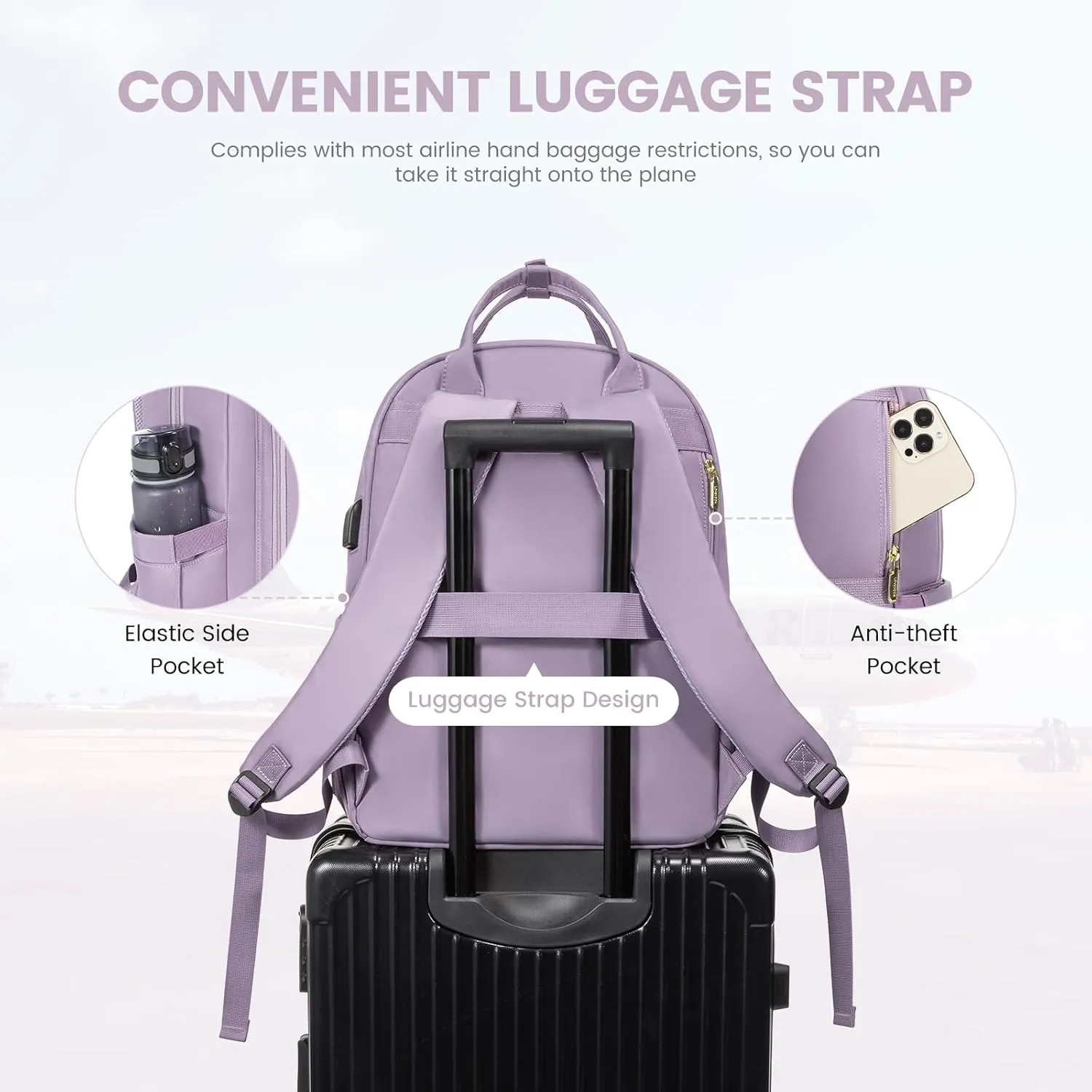 LOVEVOOK Laptop Backpack for Women, Water Resistant Travel Work Backpacks Purse Stylish College Bookbag Business Teacher Nurse Computer Bag with USB Charging Port, Fits 15.6" Laptop