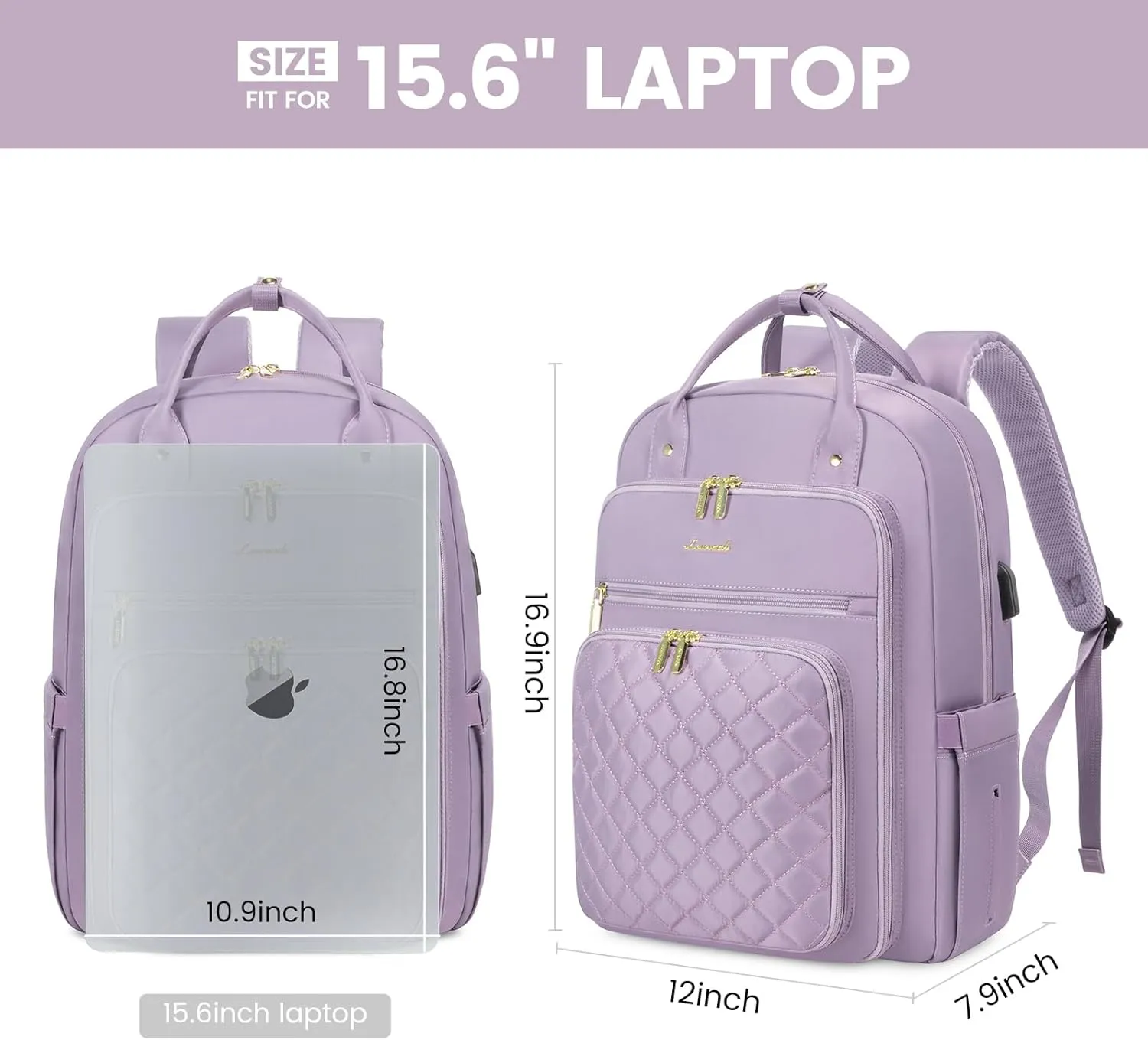 LOVEVOOK Laptop Backpack for Women, Water Resistant Travel Work Backpacks Purse Stylish College Bookbag Business Teacher Nurse Computer Bag with USB Charging Port, Fits 15.6" Laptop