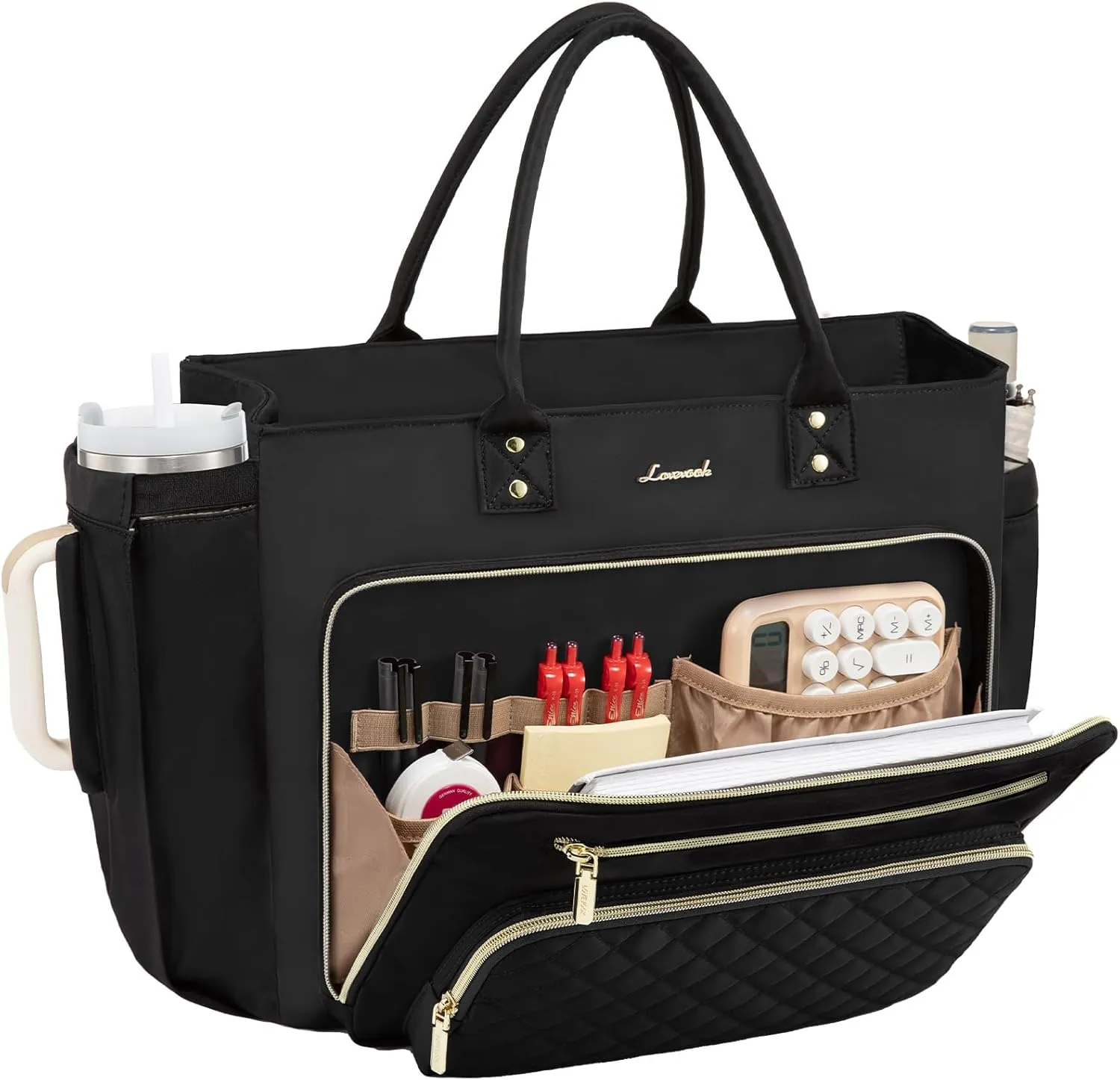 LOVEVOOK Laptop Tote Bag for Women, Work Bags Computer Laptop Bag, Teacher Tote Bag, Professional Briefcase Business Large Purses Handbag, Black, 17 Inch