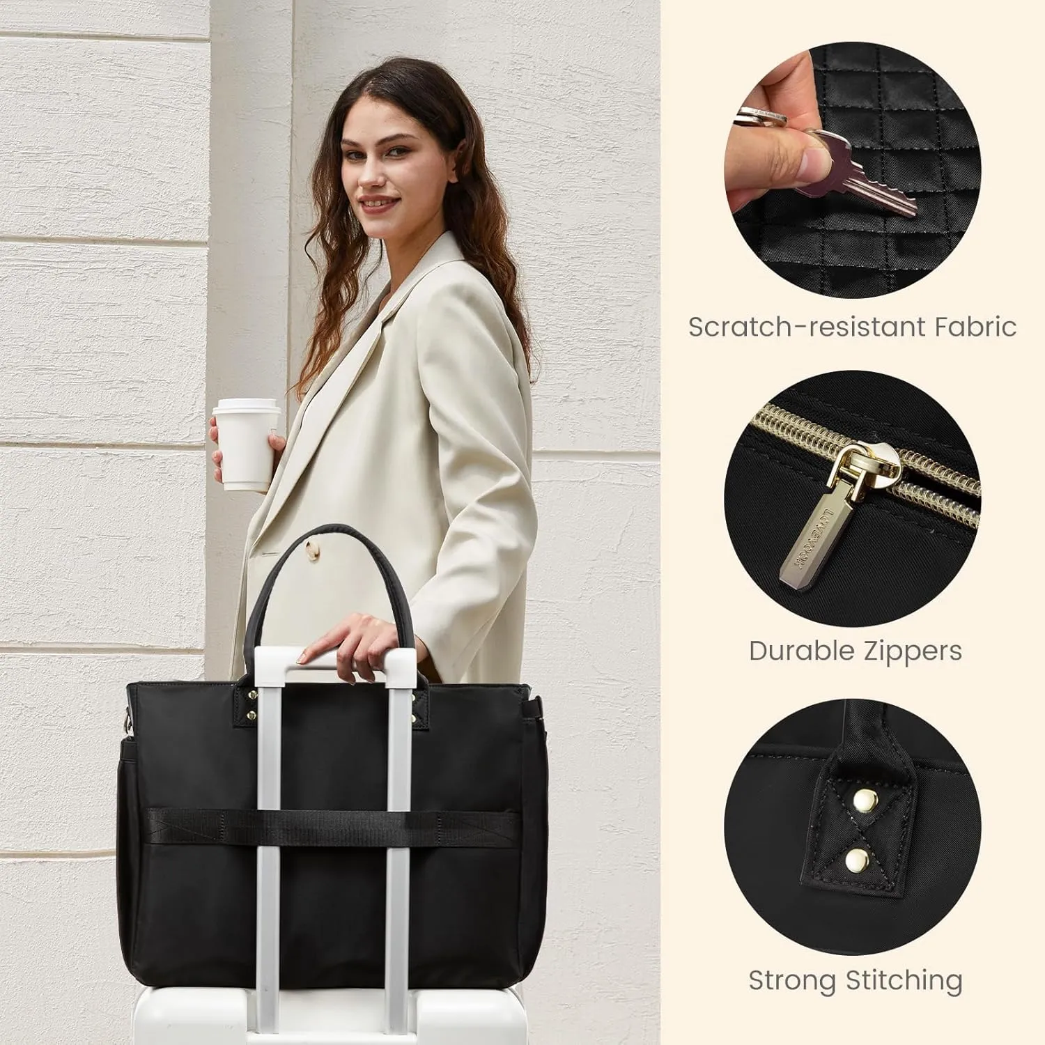 LOVEVOOK Laptop Tote Bag for Women, Work Bags Computer Laptop Bag, Teacher Tote Bag, Professional Briefcase Business Large Purses Handbag, Black, 17 Inch