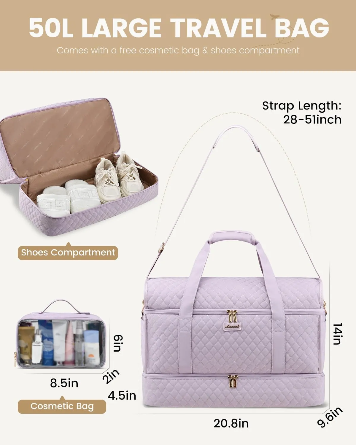 LOVEVOOK Large Travel Duffle Bag, Weekender Bags for Women With Shoe Compartment, Overnight Hospital Bag For Women Labor Delivery, Carry on Bag Personal Item Travel Bag, Yoga Gym Duffel Bag