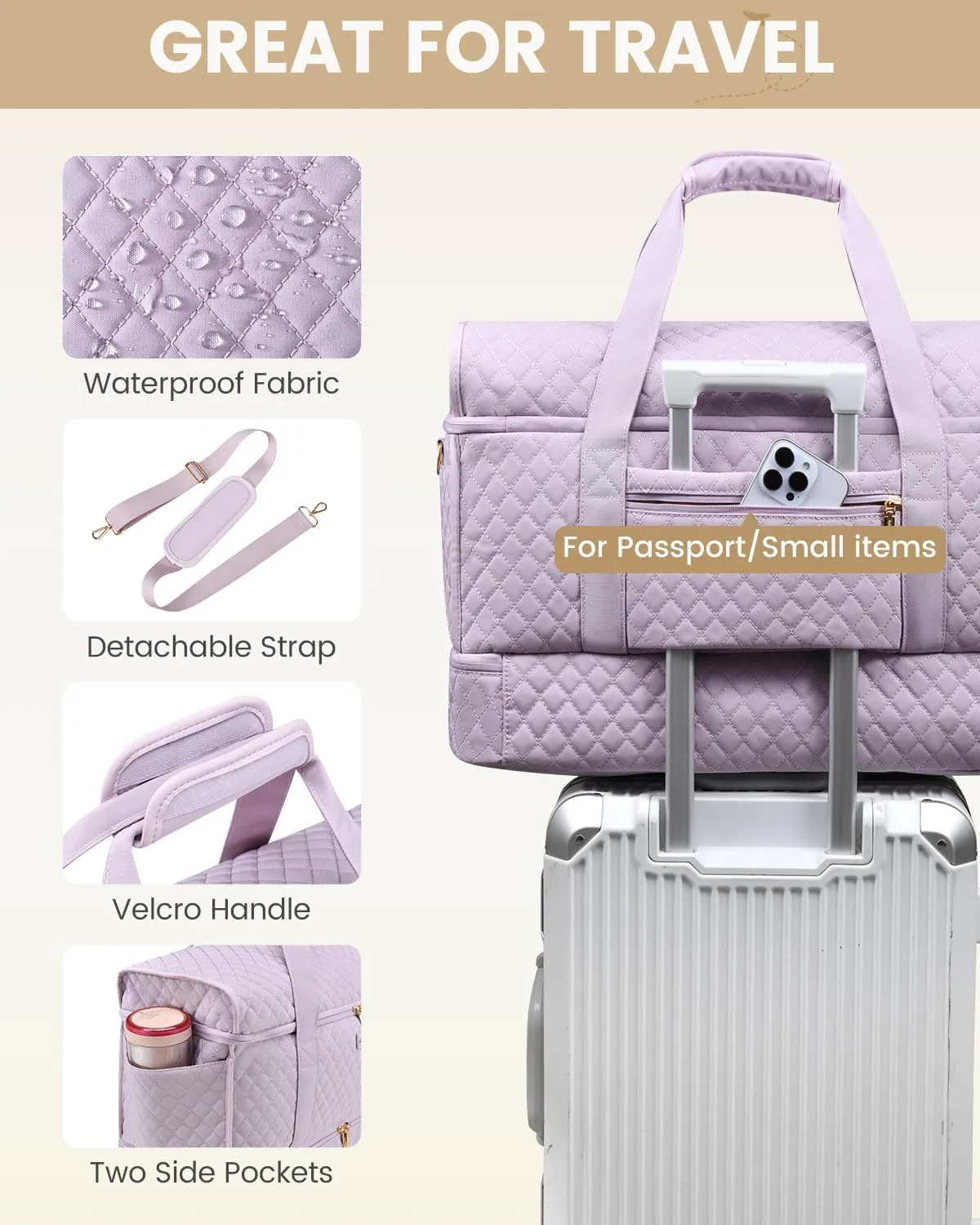 LOVEVOOK Large Travel Duffle Bag, Weekender Bags for Women With Shoe Compartment, Overnight Hospital Bag For Women Labor Delivery, Carry on Bag Personal Item Travel Bag, Yoga Gym Duffel Bag