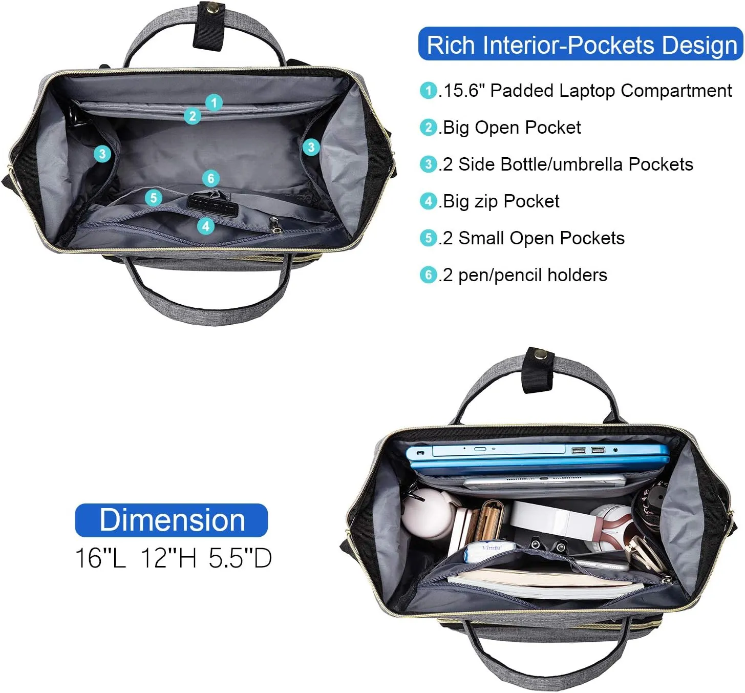 LOVEVOOK Nurse Backpack Laptop Backpack for Women with Stethoscope Case & USB Charging Port Anti Theft Travel Backpacks Doctor Bag Fits 15.6 Inch Laptop and Notebook,Grey