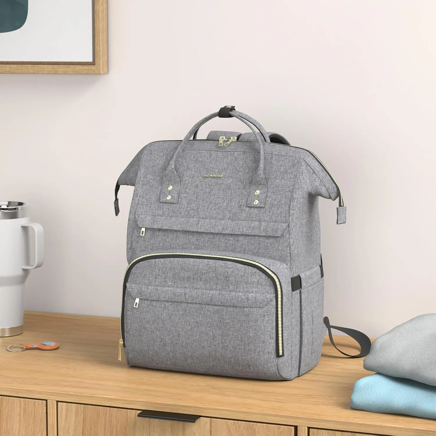 LOVEVOOK Nurse Backpack Laptop Backpack for Women with Stethoscope Case & USB Charging Port Anti Theft Travel Backpacks Doctor Bag Fits 15.6 Inch Laptop and Notebook,Grey